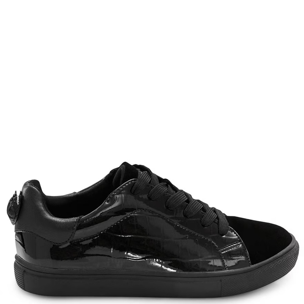 Black Patent Croco Leather Sneakers